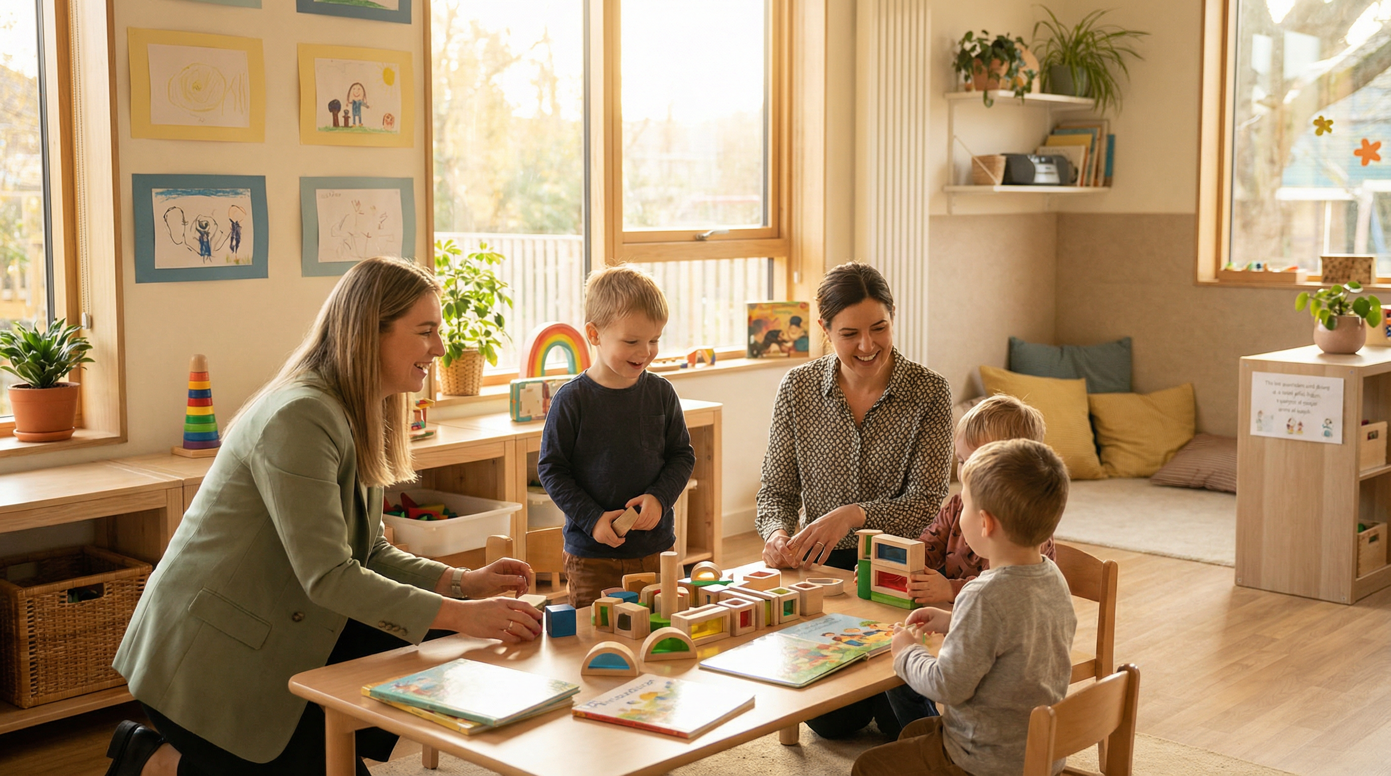 Consultora interagindo em ambiente escolar